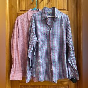 Bundle Alert‼️2 Peter Millar Blue and Pink Plaid Button Down Shirts